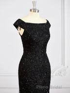 Sheath/Column Off-the-Shoulder Floor-Length Tulle Mother of the Bride Dresses With Beading