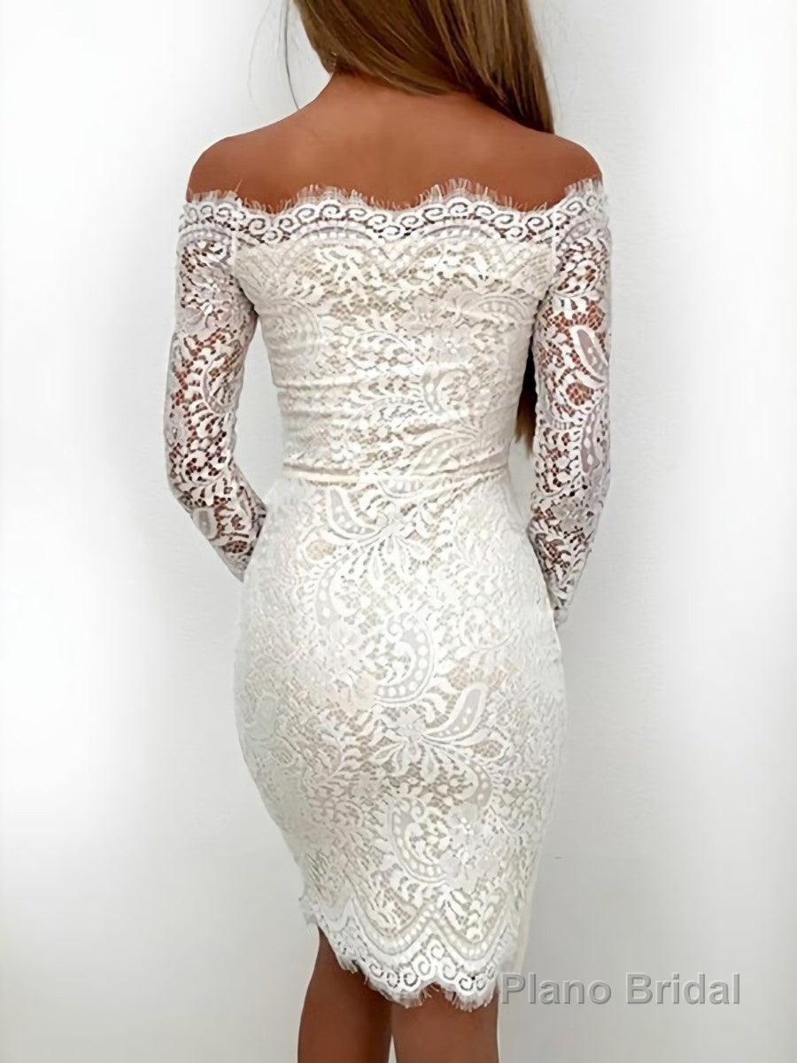 Sheath/Column Off-the-Shoulder Short/Mini Lace Homecoming Dresses Secondary image