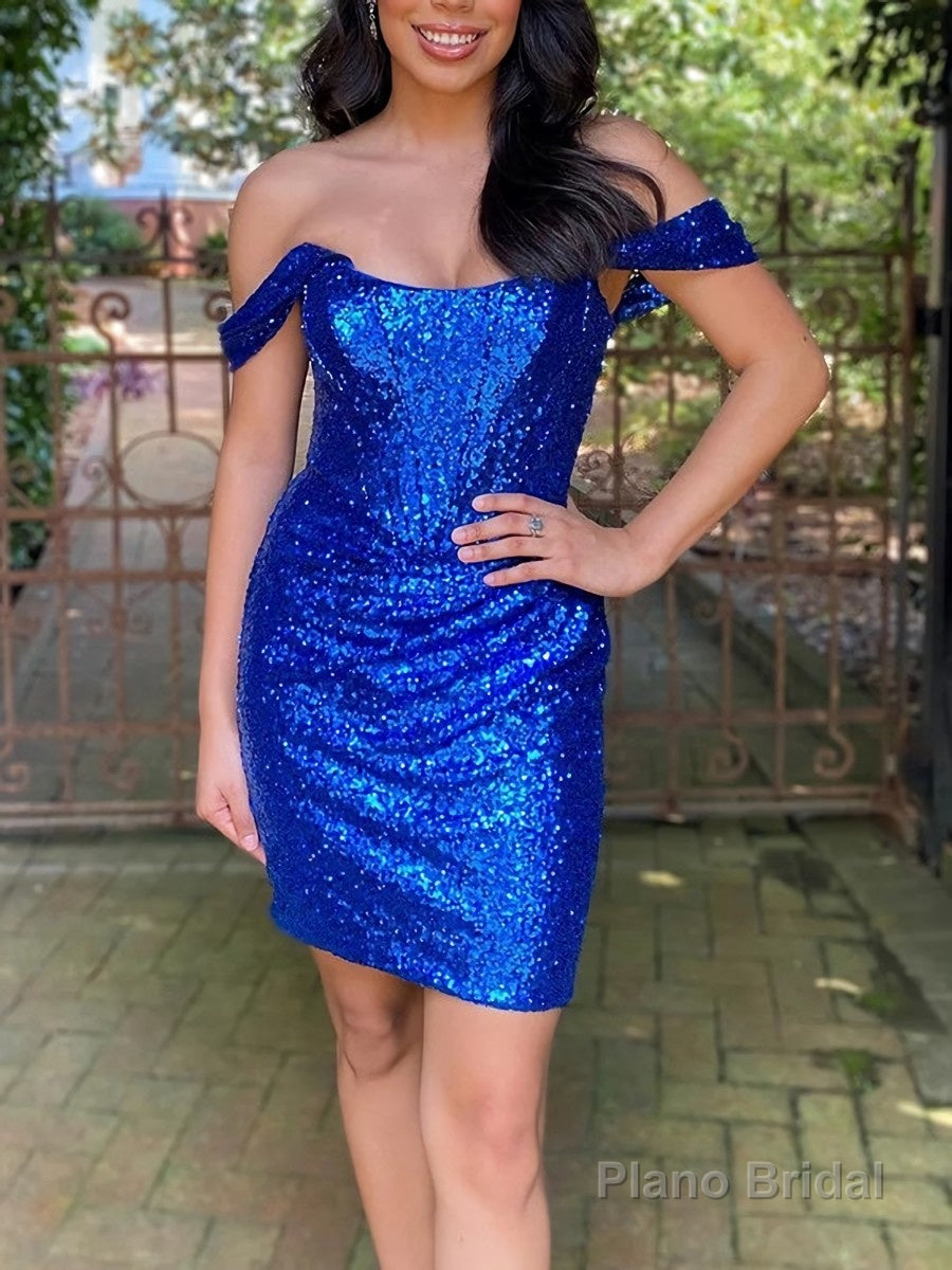 Sheath/Column Off-the-Shoulder Short/Mini Sequins Homecoming Dresses With Ruffles Secondary image