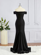 Sheath/Column Off-the-Shoulder Sweep Train Jersey Bridesmaid Dresses