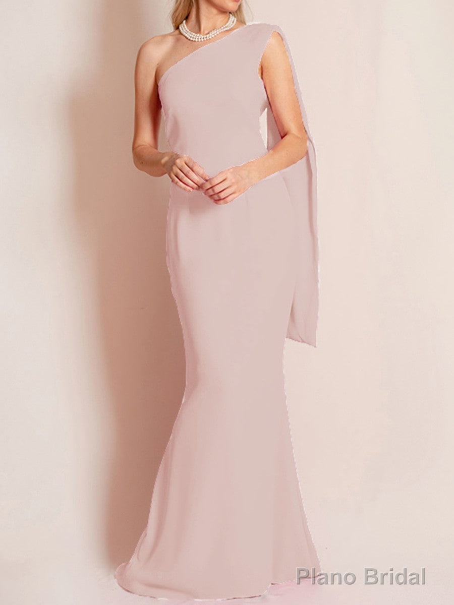 Sheath/Column One-Shoulder Floor-Length Chiffon Mother of the Bride Dresses With Ruffles