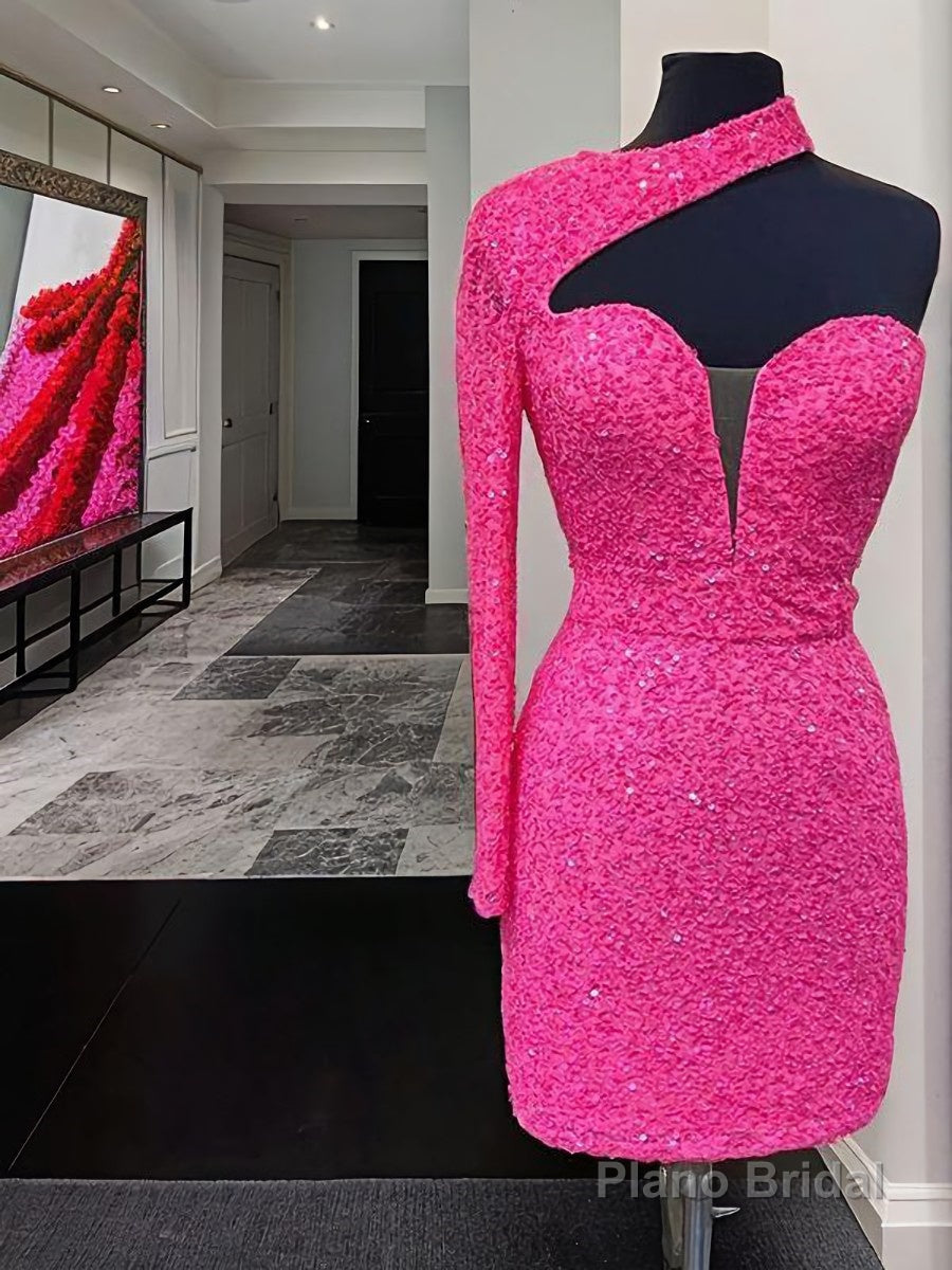 Sheath/Column One-Shoulder Short/Mini Homecoming Dresses Secondary image