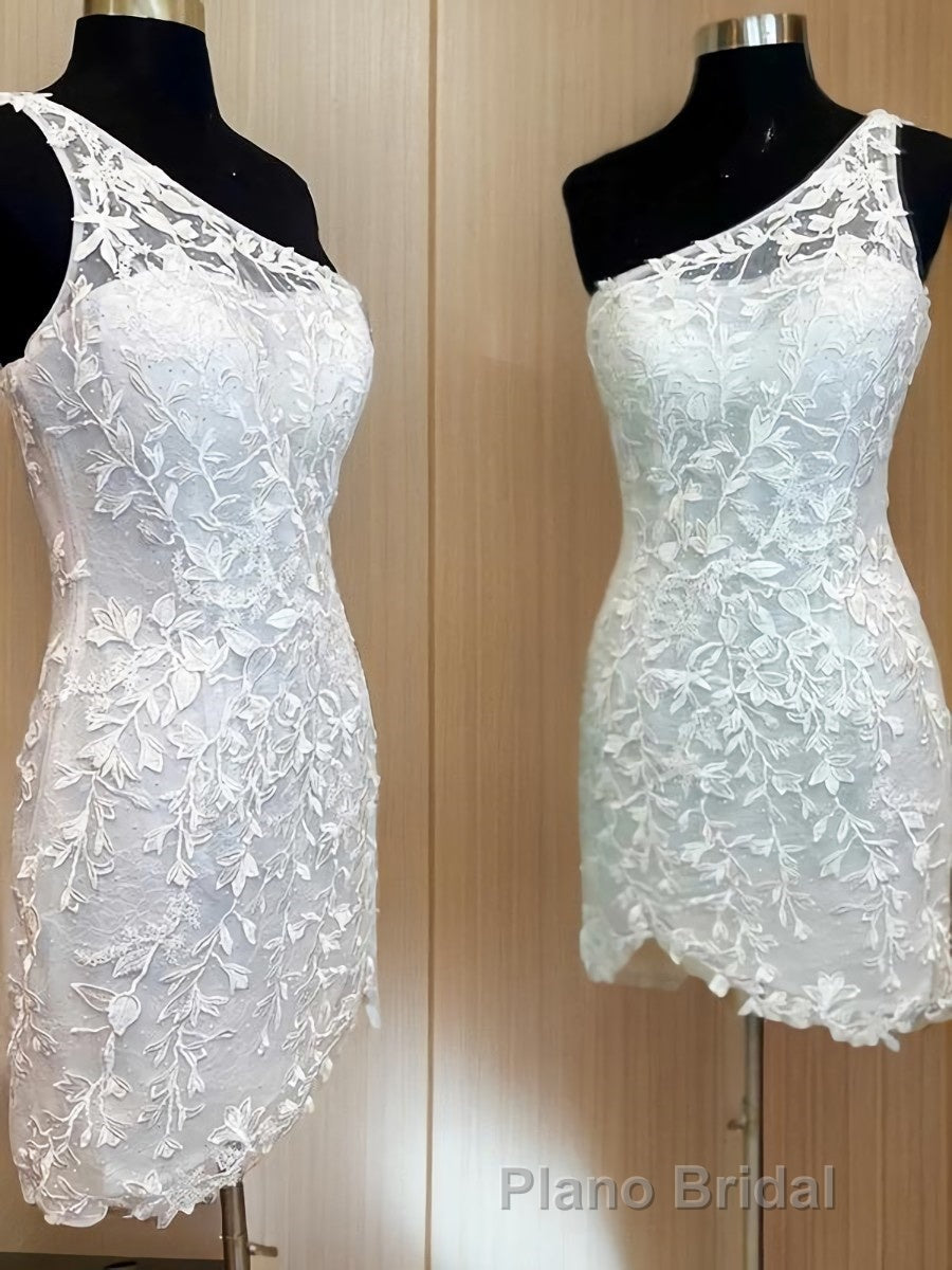 Sheath/Column One-Shoulder Short/Mini Lace Applique Homecoming Dresses Secondary image