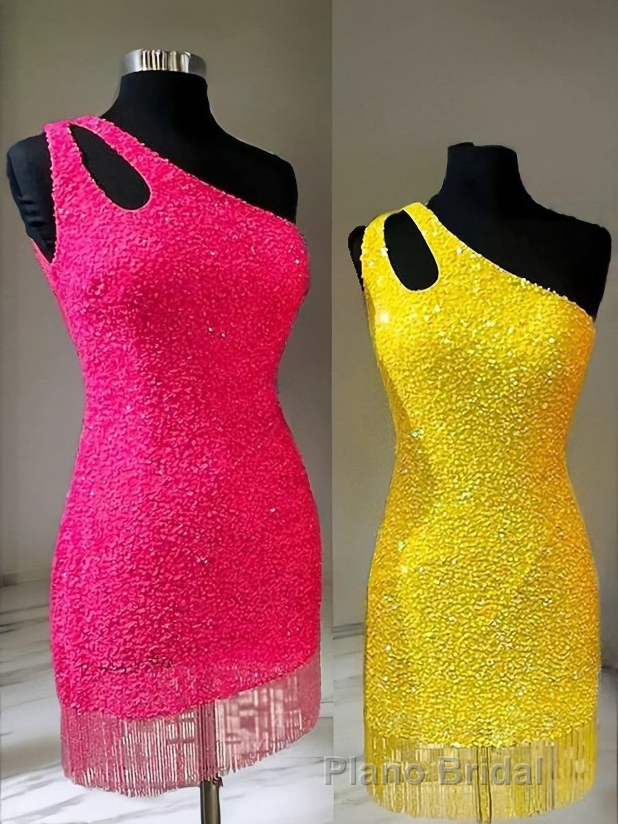 Sheath/Column One-Shoulder Short/Mini Velvet Sequins Homecoming Dresses Secondary image