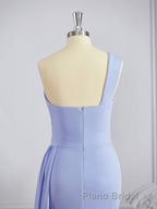 Sheath/Column One-Shoulder Sweep Train Jersey Bridesmaid Dresses