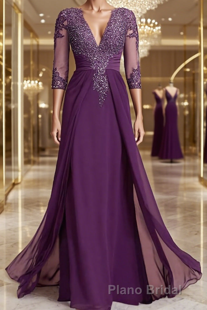 Sheath/Column Scoop Floor-Length Chiffon Mother of the Bride Dresses With Lace Main image