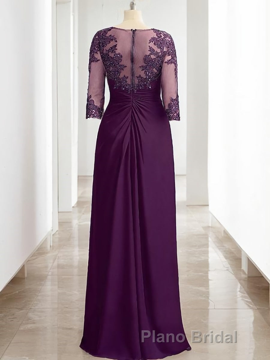 Sheath/Column Scoop Floor-Length Chiffon Mother of the Bride Dresses With Lace Secondary image