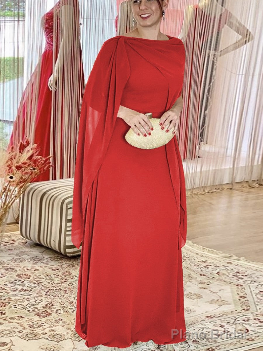 Sheath/Column Scoop Floor-Length Chiffon Mother of the Bride Dresses With Ruffles