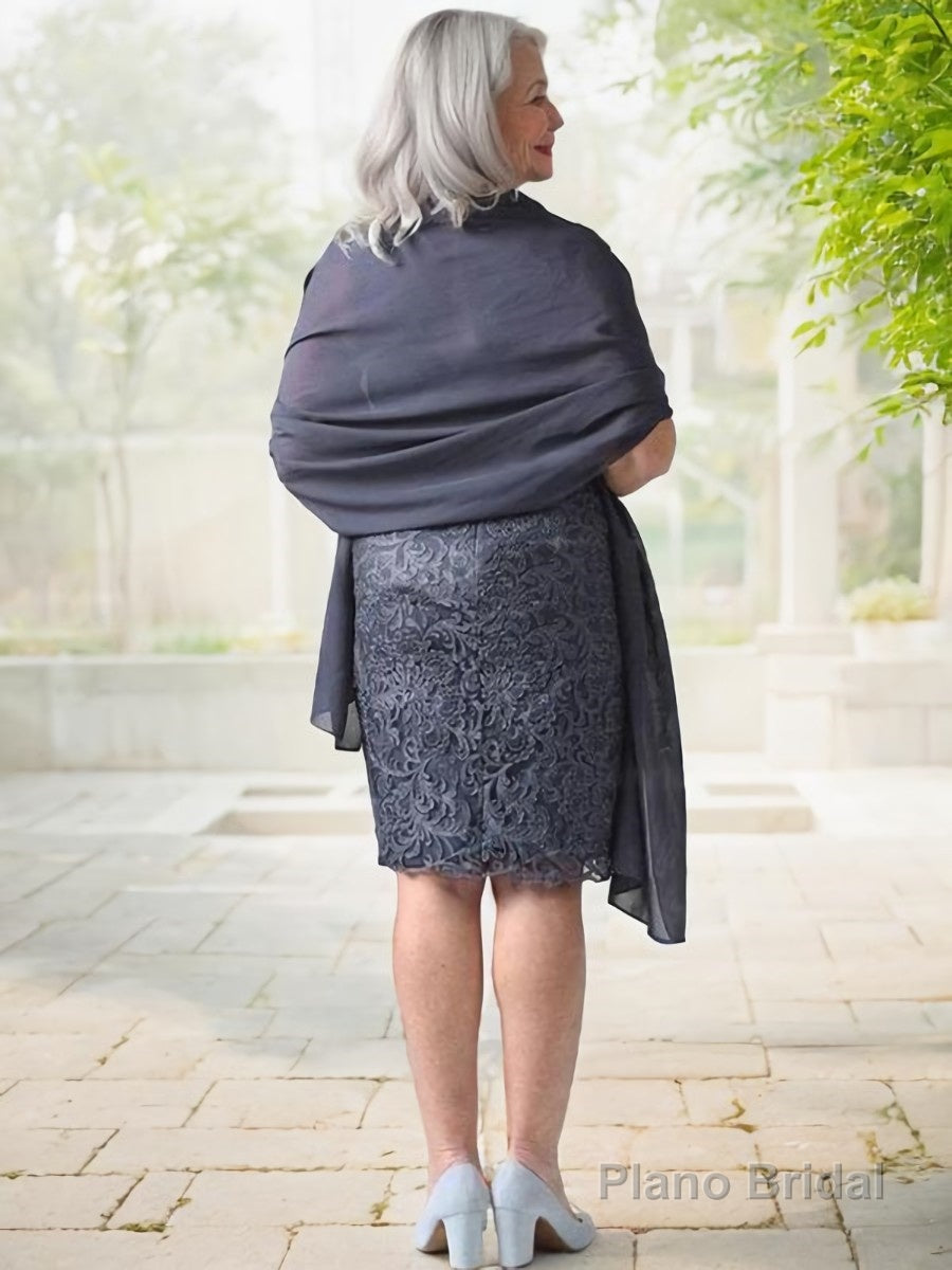 Sheath/Column Scoop Knee-Length Chiffon Mother of the Bride Dresses With Lace Secondary image