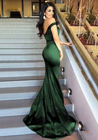 Sheath/Column Sleeveless Sweetheart Sweep Train Elastic Satin Prom Dresses