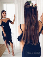 Sheath/Column V-neck Asymmetrical Stretch Crepe Homecoming Dresses
