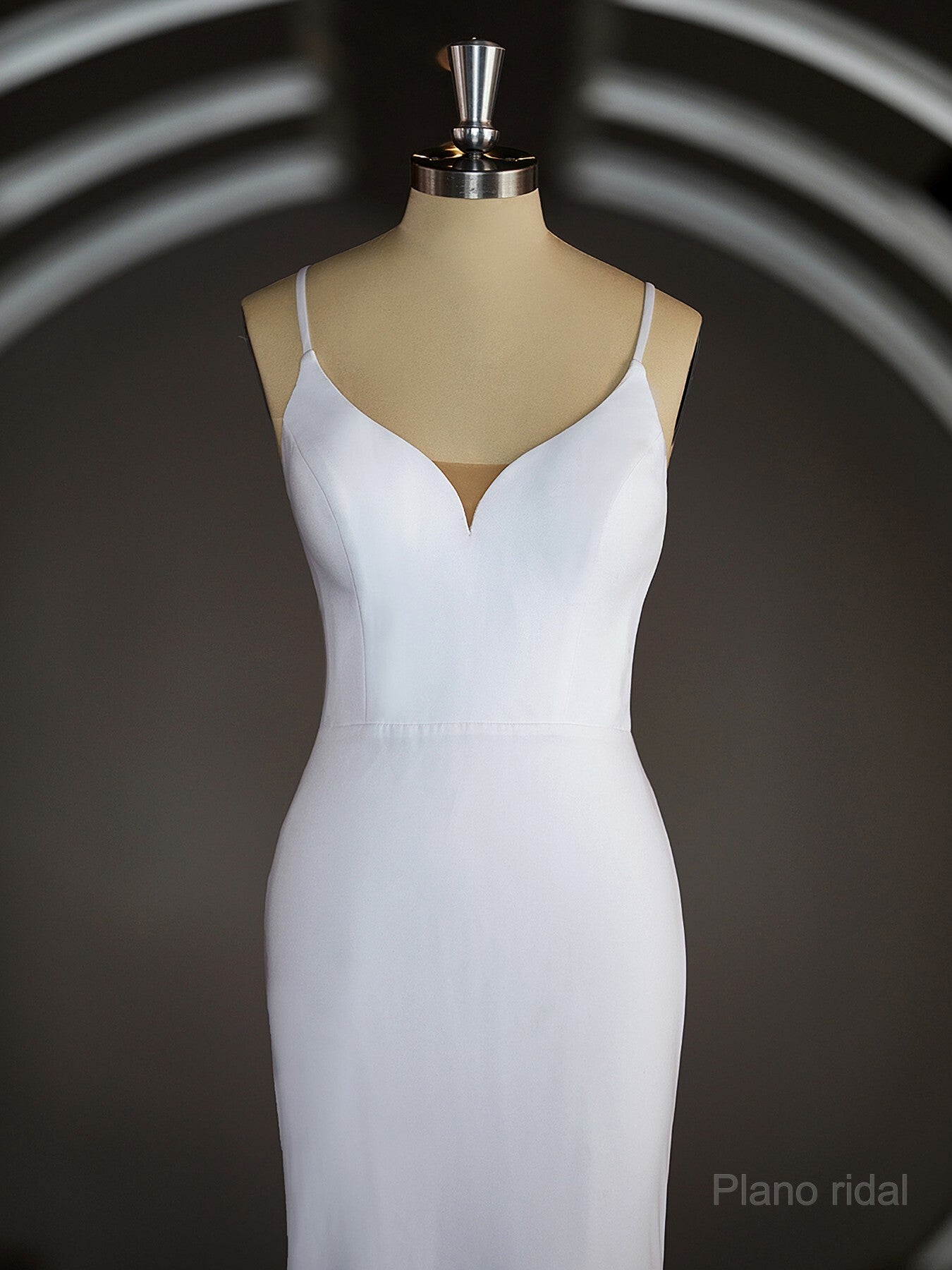 Sheath/Column V-neck Court Train Stretch Crepe Wedding Dresses with Ruffles Secondary image