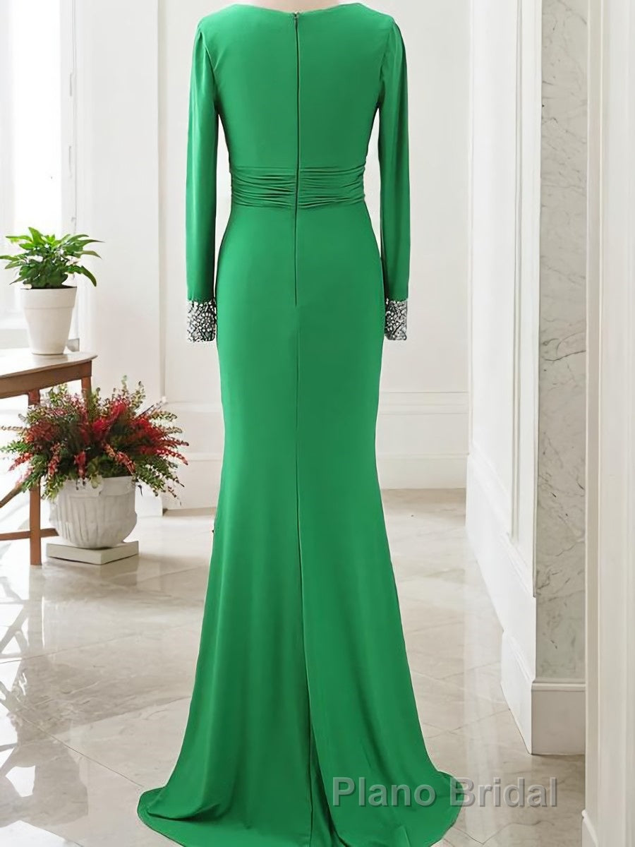 Sheath/Column V-neck Sweep Train Jersey Mother of the Bride Dresses With Ruffles Secondary image