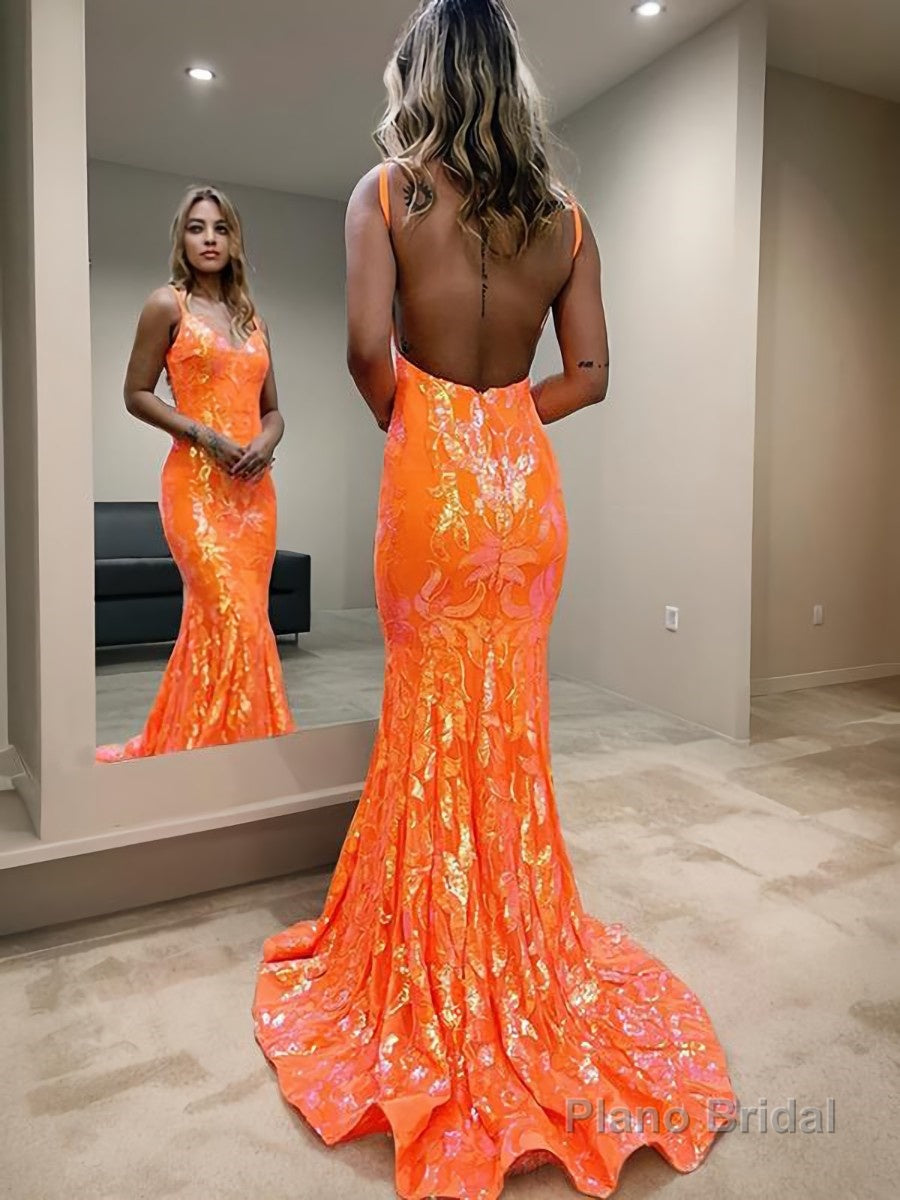 Sheath/Column V-neck Sweep Train Prom Dresses Secondary image