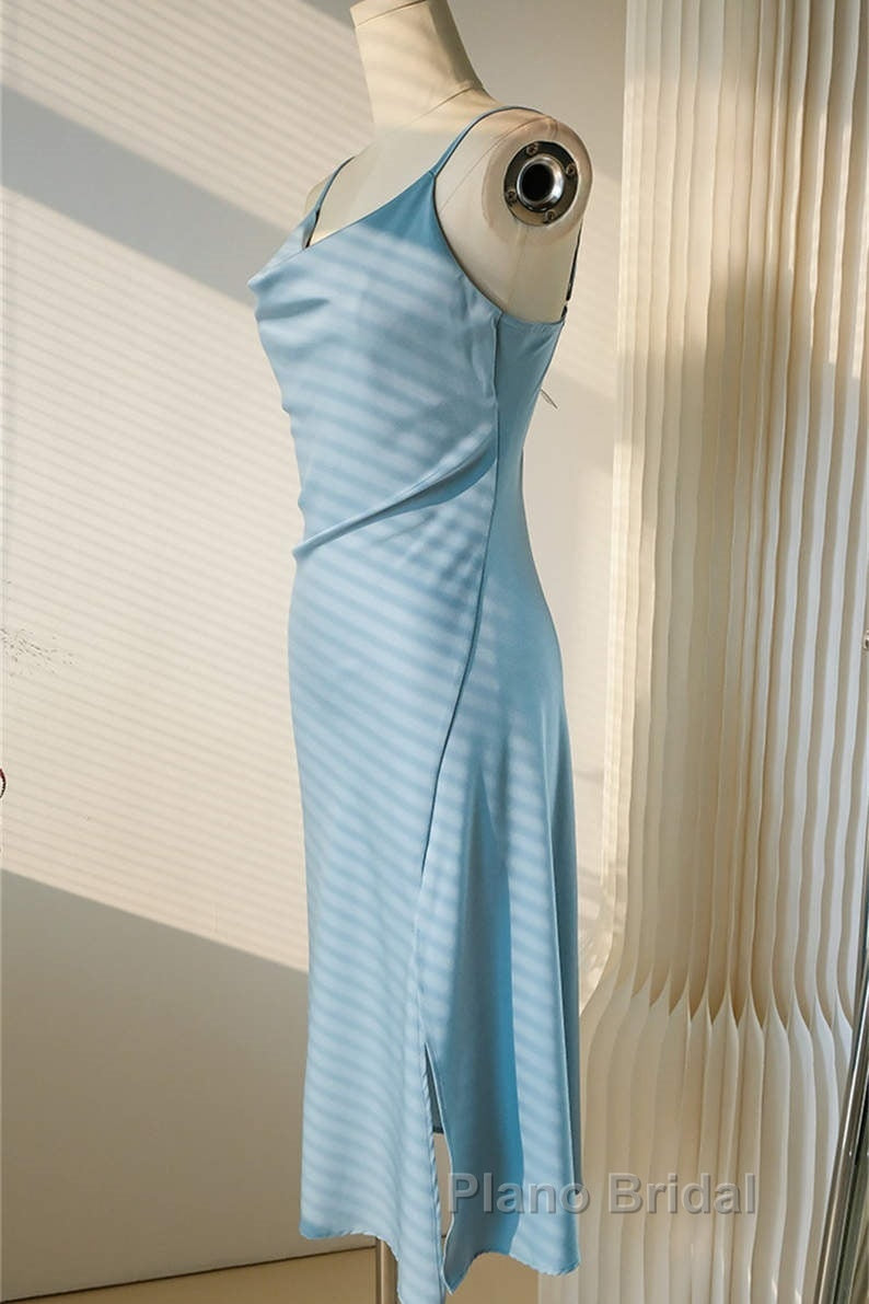 Sheath Light Sky Blue Cowl Neck Mini Bridesmaid Dresses Secondary image