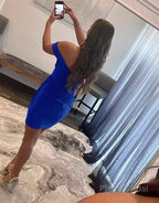 Sheath Off the Shoulder Satin Homecoming Dress