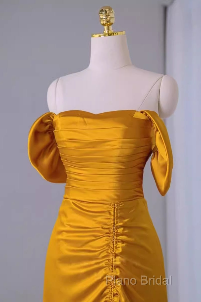 Sheath Off The Shoulder Yellow Formal Prom Dresses Formal Dresses Secondary image