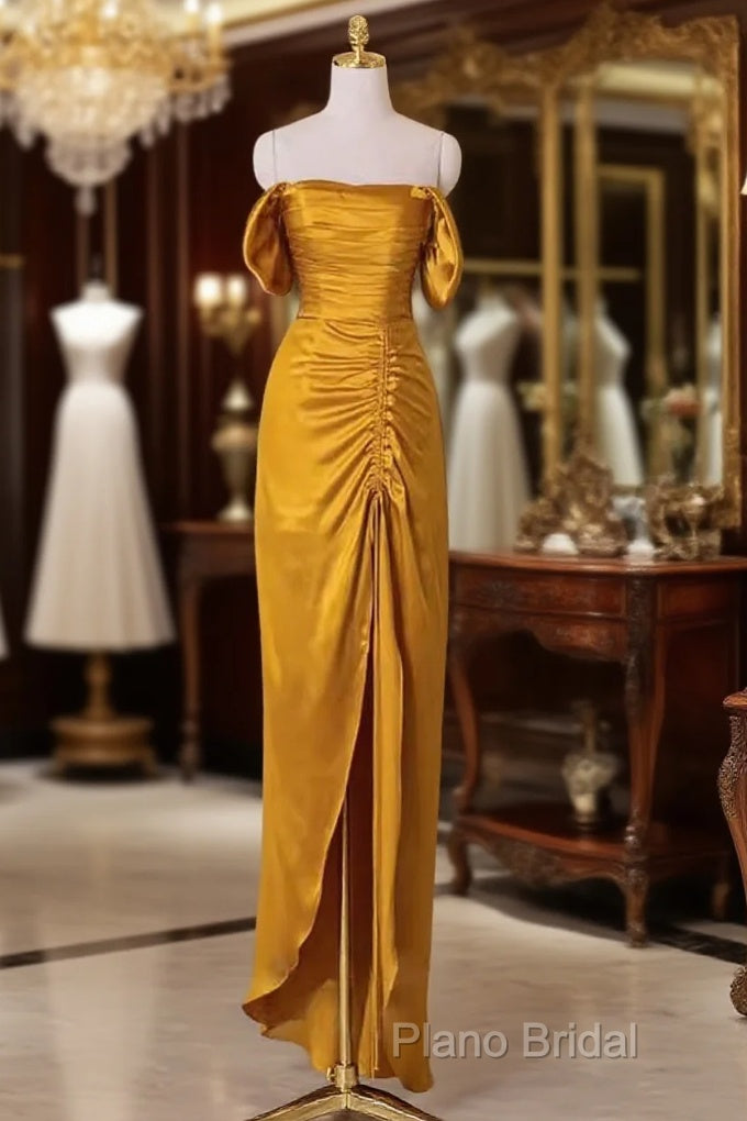 Sheath Off The Shoulder Yellow Formal Prom Dresses Formal Dresses Main image