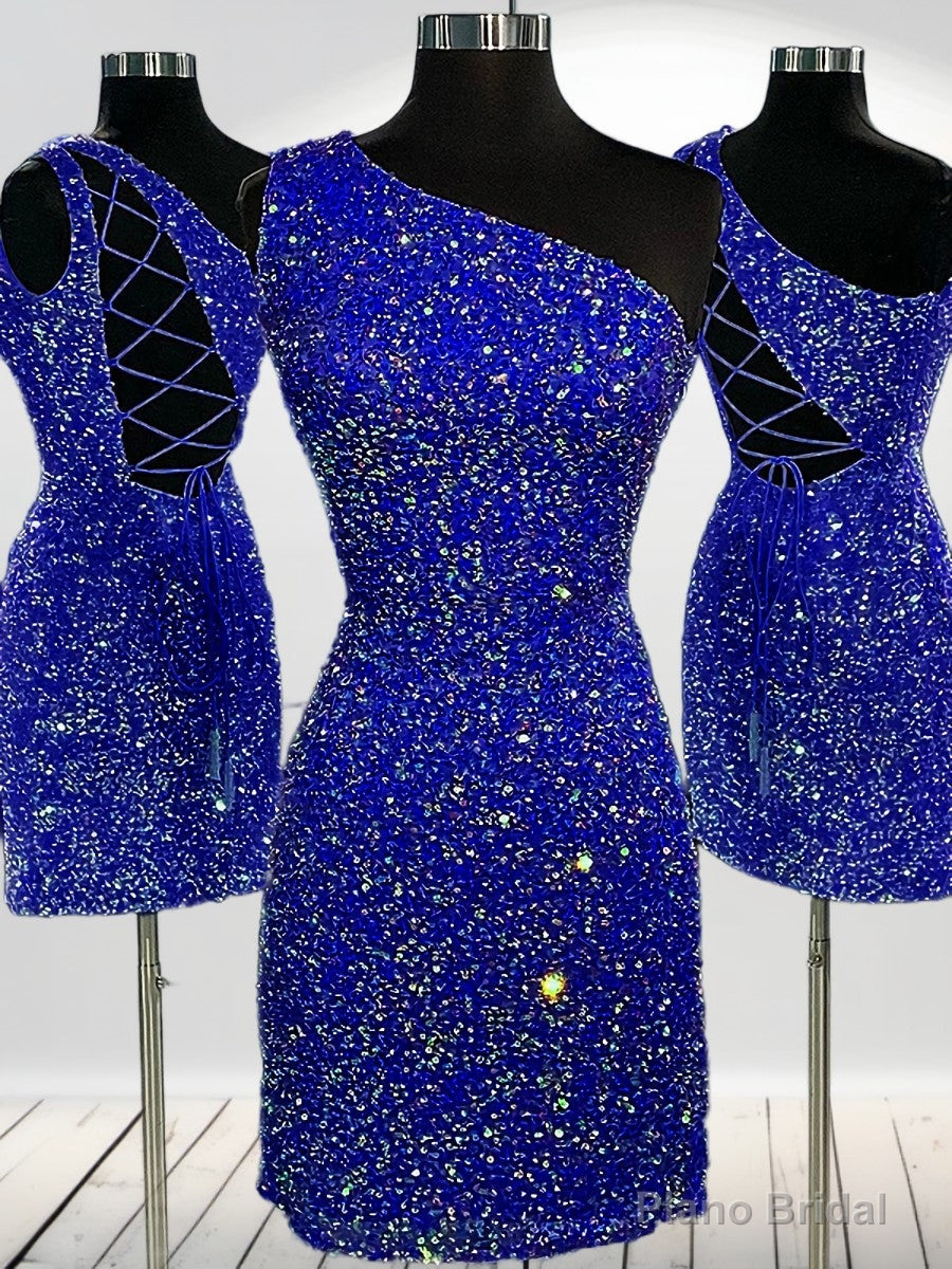 Sheath One-Shoulder Sequin Short/Mini Velvet Sequins Dress Main image