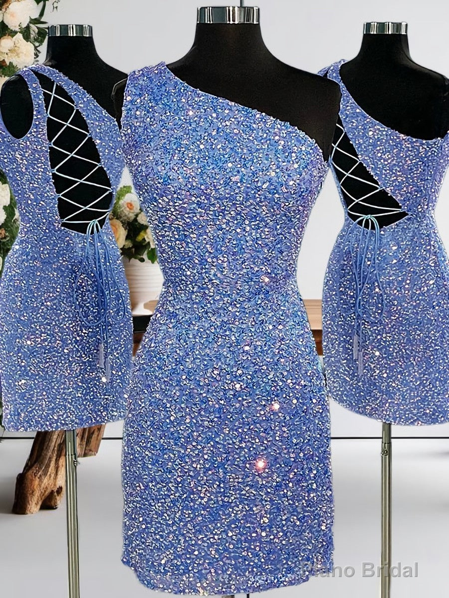 Sheath One-Shoulder Sequin Short/Mini Velvet Sequins Dress Main image