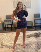 Sheath Sequin One Shoulder Homecoming Dress