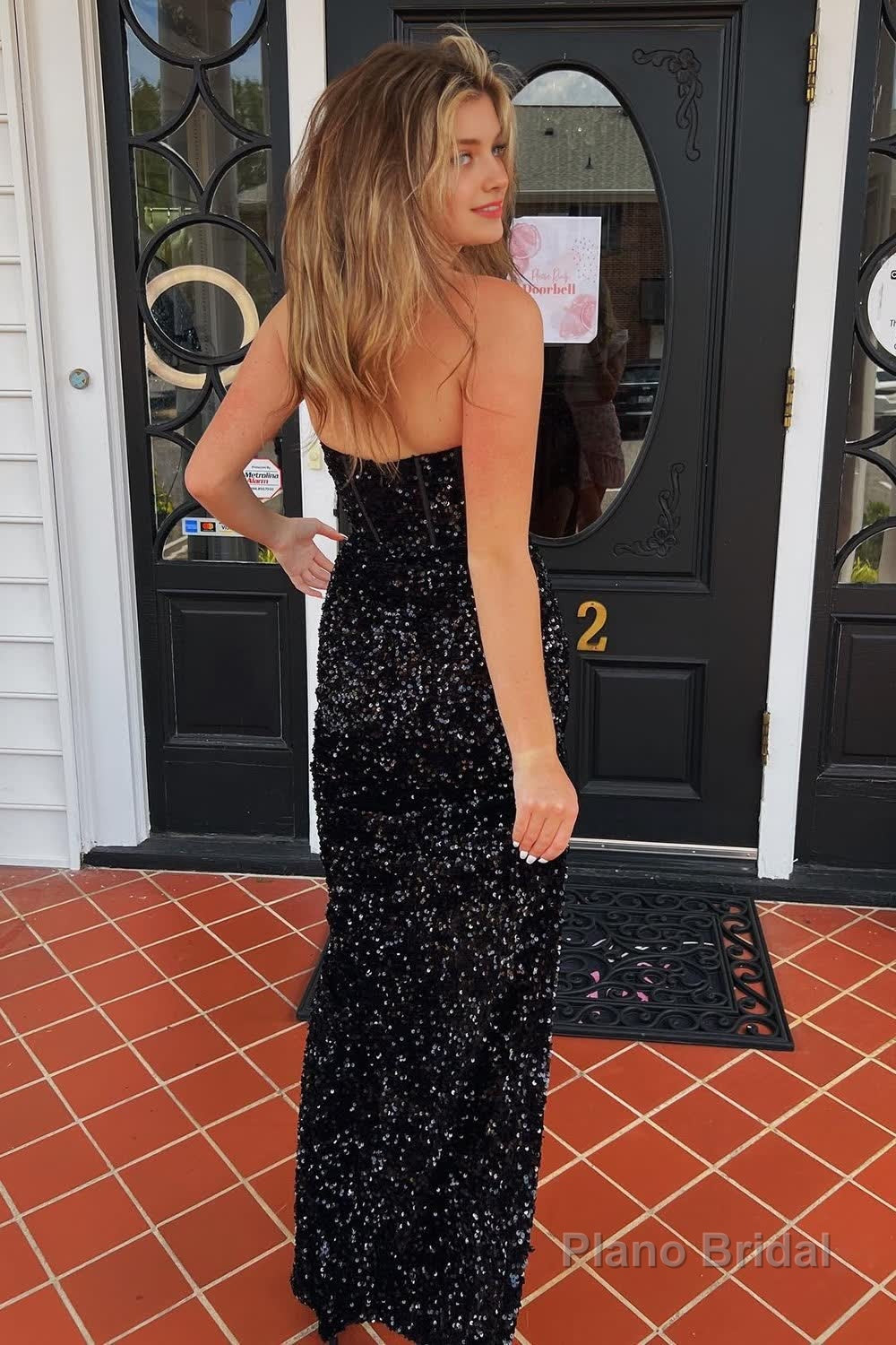 Sheath Sweetheart Sequins Prom Dress with Slit Secondary image