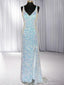 Sheath V-neck Sequin Sweep Train Velvet Sequins Dress