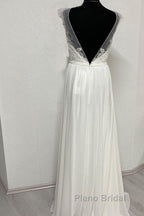 Sheer Cap Sleeve Open Back Wedding Dresses