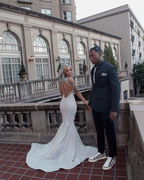 Shining Silver Mermaid Long Sleeves Formal Prom Dresses