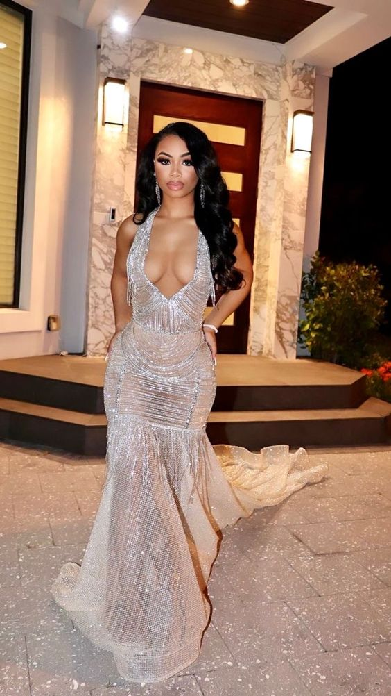 Shinning Mermaid Formal Prom Dresses With Train