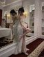 Shinny High Slit  Women Formal Evening Party Formal Prom Gowns