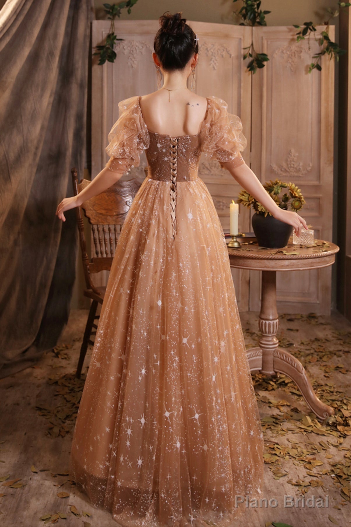 Shiny A line sequins long prom dress evening dress Secondary image