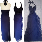 Shiny Chiffon Halter Sheath Formal Prom Dresses For Party&Birthday Elegant Blue Formal Evening Gowns