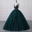 Shiny Emerald Green Sequined Tulle Quinceanera Dresses Backless V Neck Ball Gowns Evening Prom Dresses With Corset Back