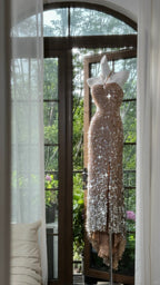 Shiny Halterneck Large Sequined Slit Mermaid Formal Prom Dresses