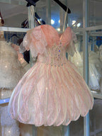 Shiny Pink Beaded Sling Petal Skirt Princess 17Th Birthday Homecoming Dresses