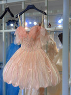 Shiny Pink Beaded Sling Petal Skirt Princess 17Th Birthday Homecoming Dresses