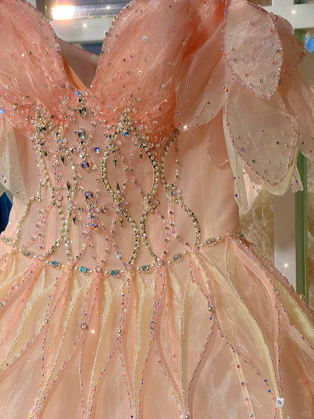 Shiny Pink Beaded Sling Petal Skirt Princess 17Th Birthday Homecoming Dresses