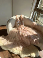 Shiny Princess Pink V-Neck Sequined Backless Mermaid Long Formal Prom Dresses