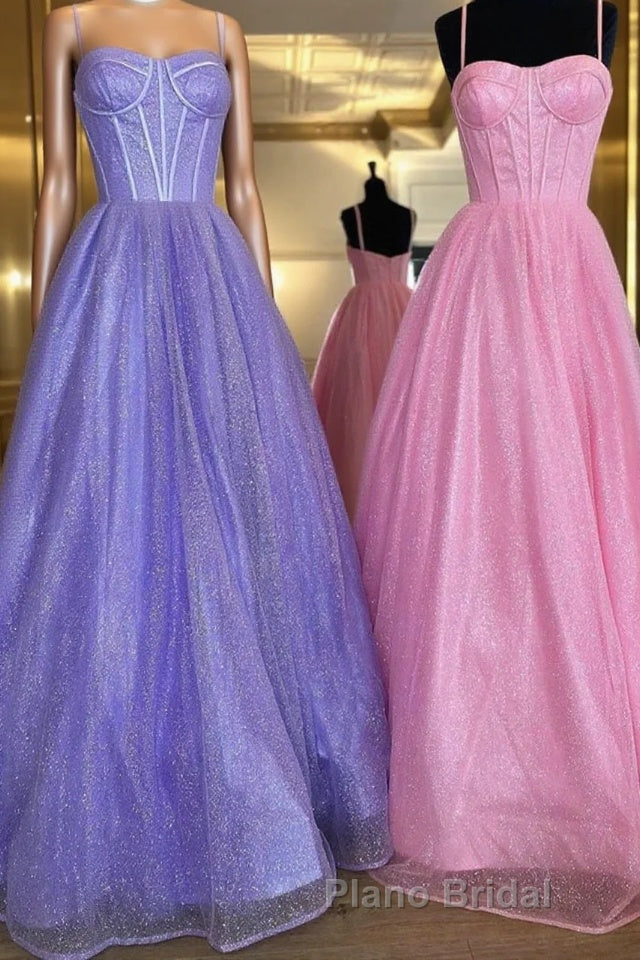 Shiny Purple Pink Long Formal Prom Dresses, Purple Pink Long Formal Evening Dresses Main image