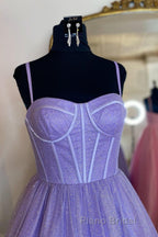 Shiny Purple Pink Long Formal Prom Dresses, Purple Pink Long Formal Evening Dresses