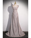 Shiny Silver Simple Long Pleats Prom Dress with Off Shoulder Straps