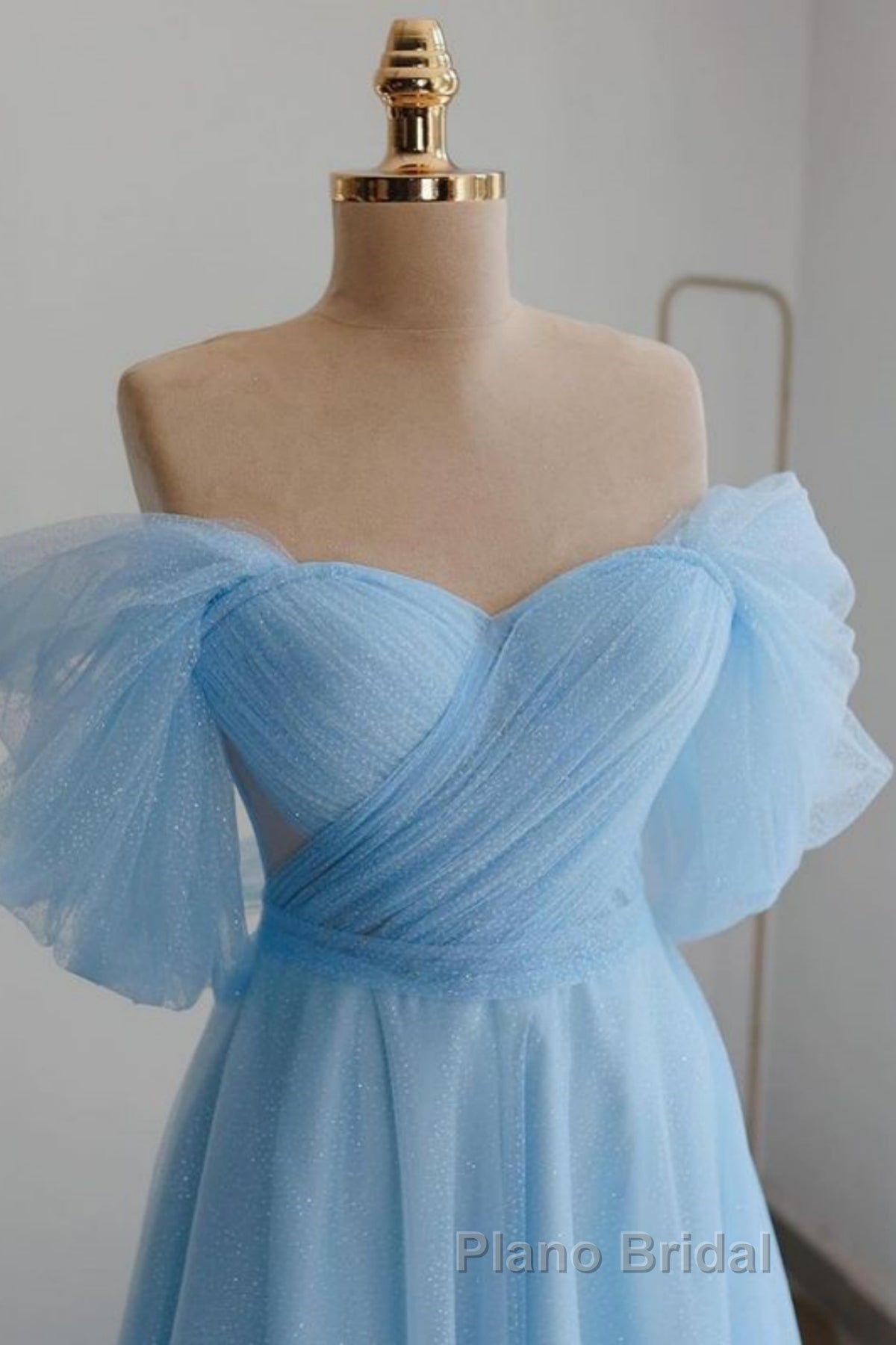 Shiny Tulle Off the Shoulder Tea Length Formal Prom Dress, Homecoming Dress, Off Shoulder Formal Graduation Evening Dress Secondary image