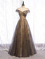 Shop Gray Illusion Cap Sleeves Sequin Lace Up Tulle Prom Dress Under 138