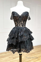 Short A-Line Sweetheart Tiered Homecoming Dress