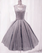 Short Ball Gown Formal Prom Homecoming Dresses Sequins V Neck