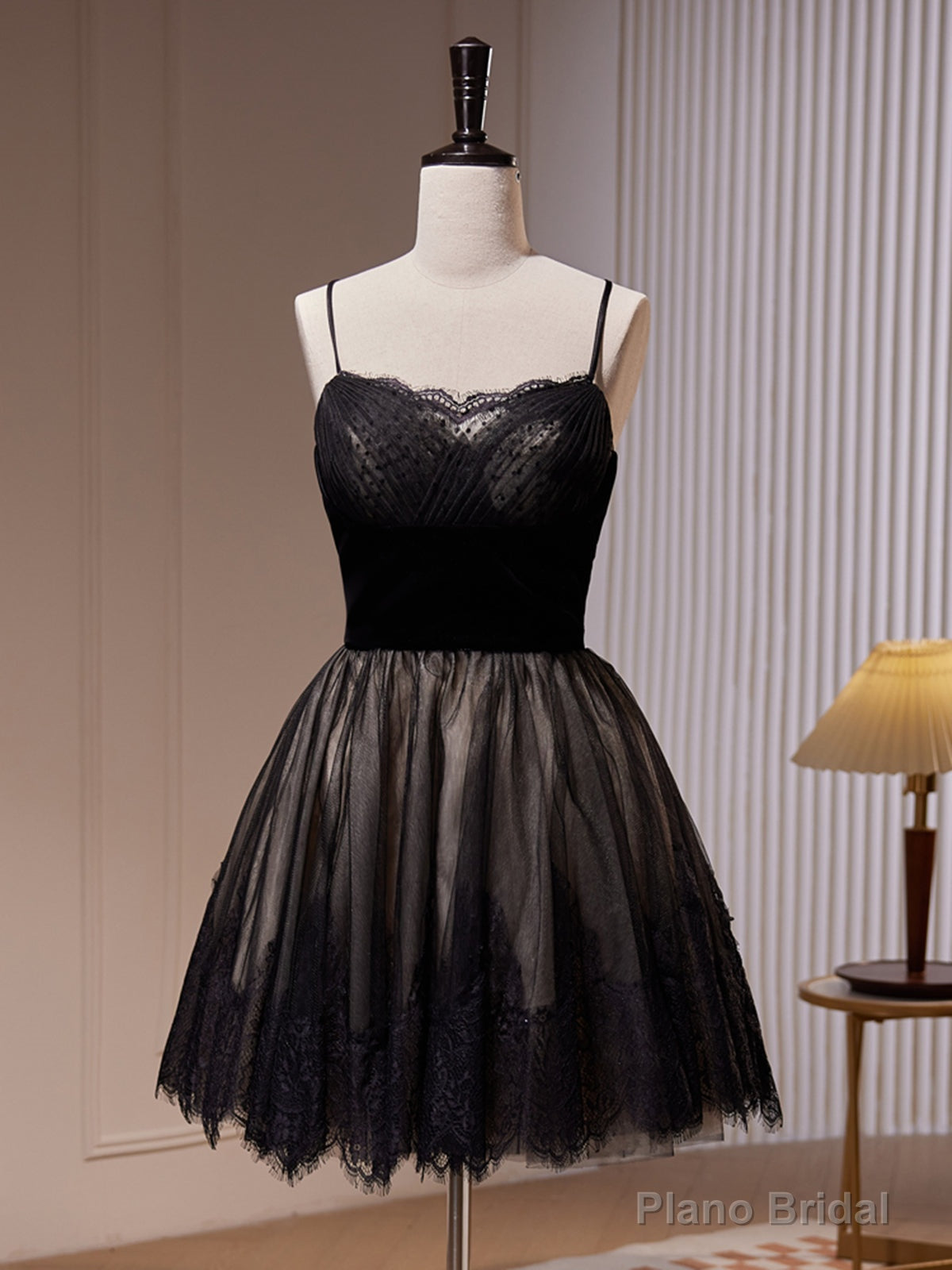 Short Black Lace Prom Dresses, Short Black Lace Formal Homecoming Dresses Main image