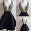 Short black mismatched open back sexy freshman homecoming Formal Prom Dresses