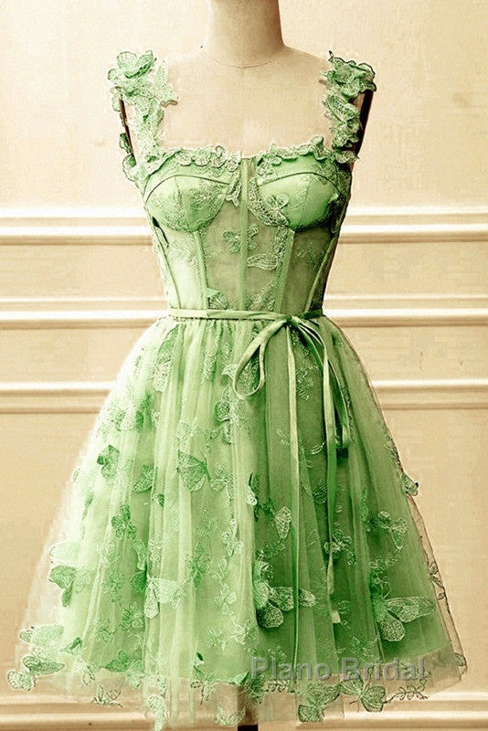 Short Butterfly Lace Corset Homecoming Dresses