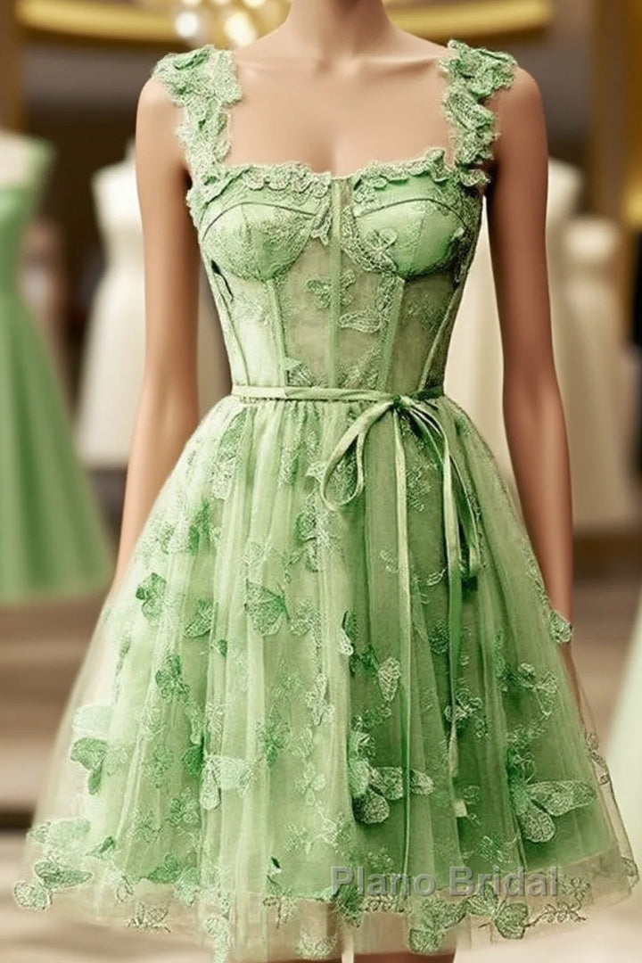 Short Butterfly Lace Corset Homecoming Dresses Main image